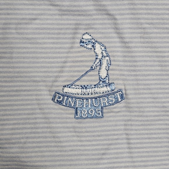 Peter Millar Polo Shirt Mens Large White Striped Pinehurst #2 Golf Logo Cotton - Picture 5 of 11